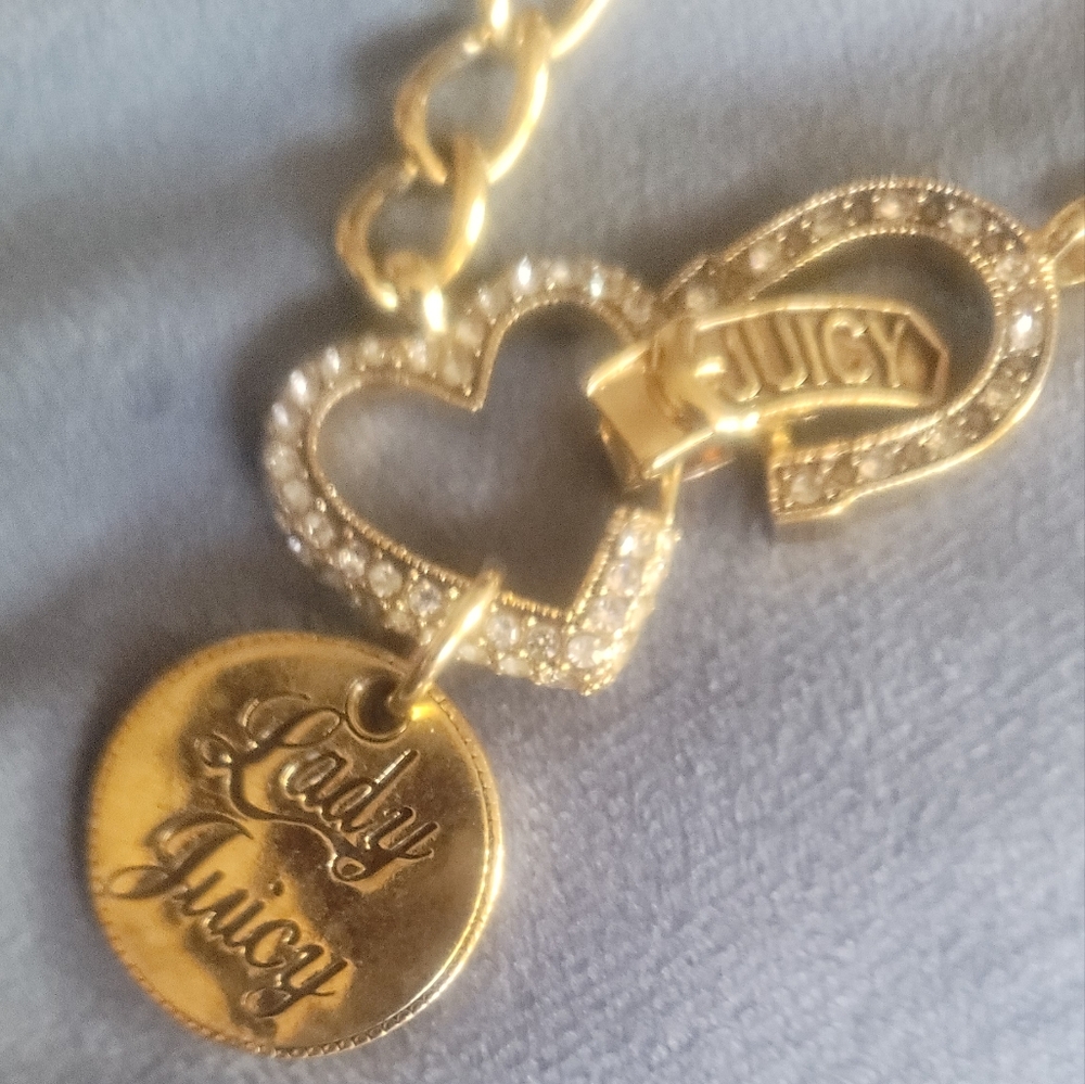 Juicy Couture Lady Juicy Love Luck Heart Horseshoe Chain Link Bracelet